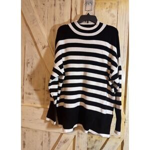 Philosophy Striped Knit‎ Sweater Black and White Crew Neck Pullover XL